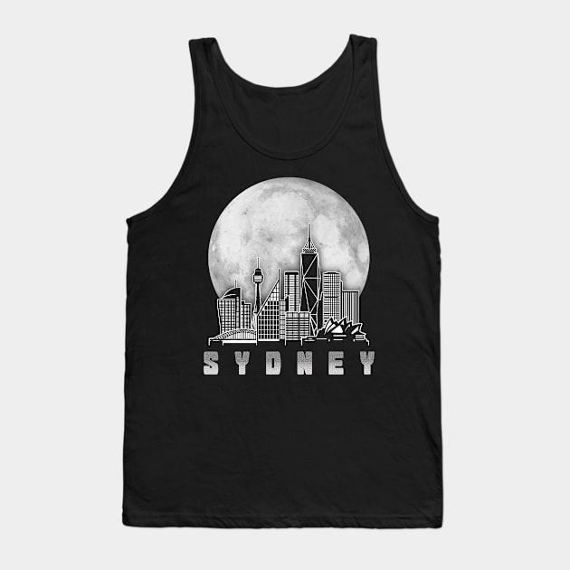 Sydney Australia Skyline Full Moon Tank Top by travel2xplanet